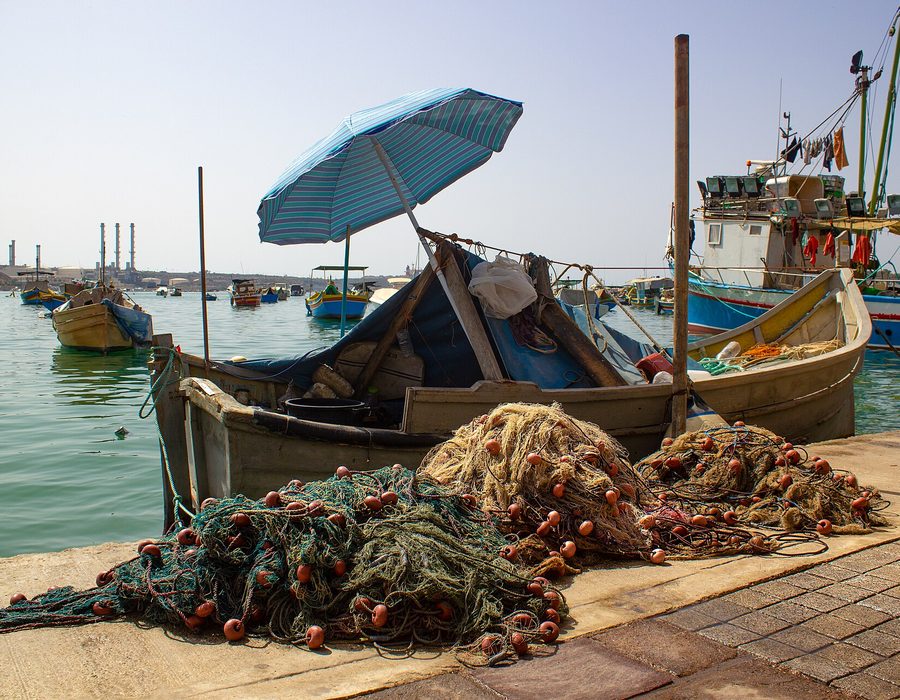 Fishing nets on the quay